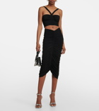 Norma Kamali Shirred high-rise midi skirt