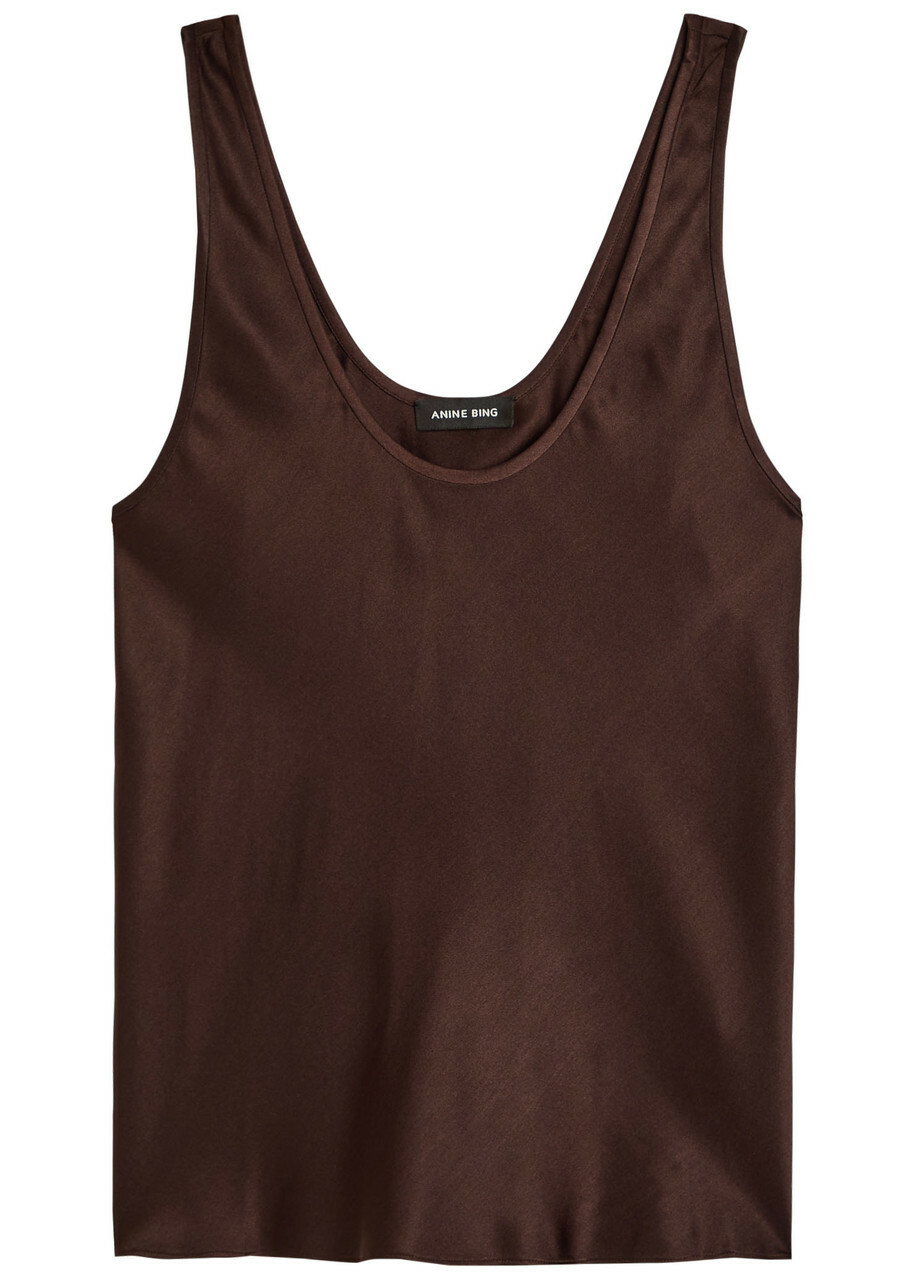 Anine Bing Lea Silk Tank top Dark Brown