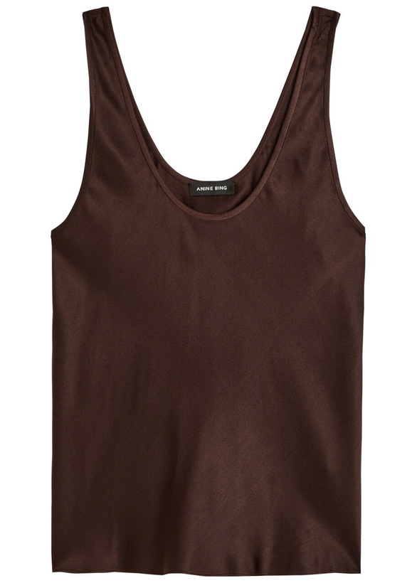Photo: Anine Bing Lea Silk Tank top Dark Brown
