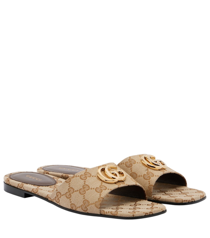 Photo: Gucci Double G GG Canvas slides