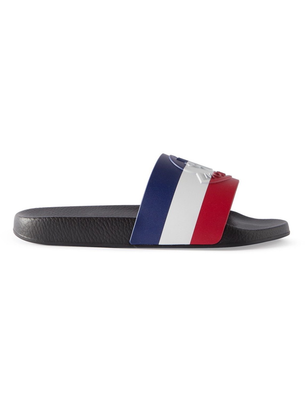 Photo: Moncler - Basile Logo-Embossed Striped Rubber Slides - Black