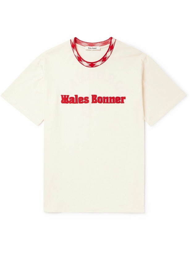Photo: Wales Bonner - Logo-Embroidered Printed Organic Cotton-Jersey T-Shirt - White