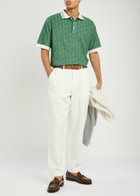 DRÔLE DE Monsieur Mono Jacquard Towelling Cotton Polo Shirt Green