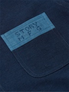 Story Mfg. - French Logo-Embroidered Patchwork Organic Cotton-Canvas Jacket - Blue