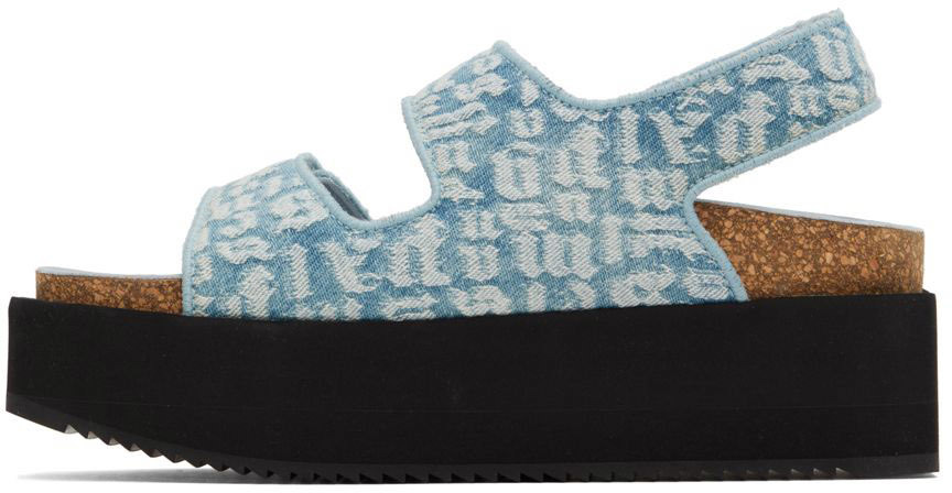【関税込み】Palm Angels ブルー Palm ミュール Palm Angels Blue Birk Platform Sandals Palm Angels