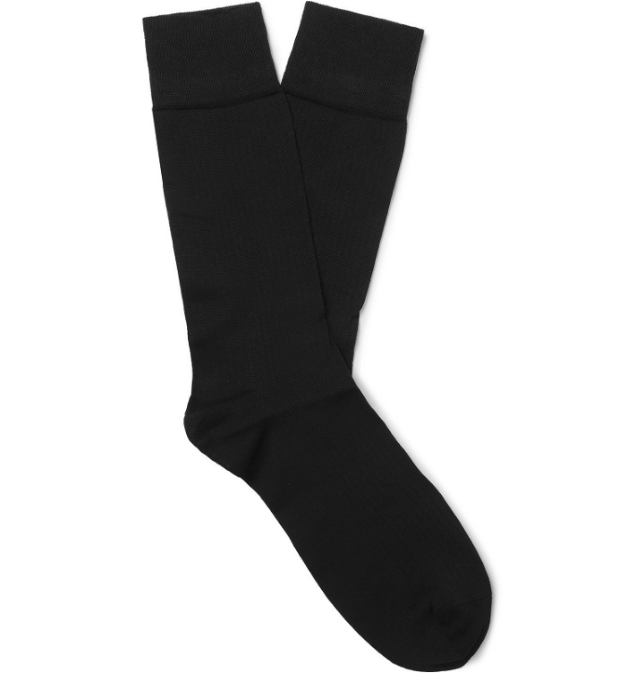Photo: Corgi - Pembroke Mercerised Cotton-Blend Socks - Black