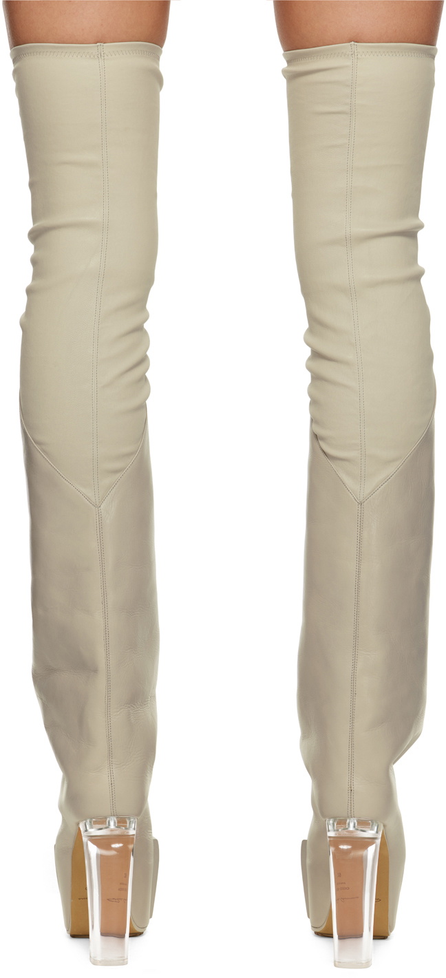 Rick Owens Beige Oblique Tall Boots Rick Owens