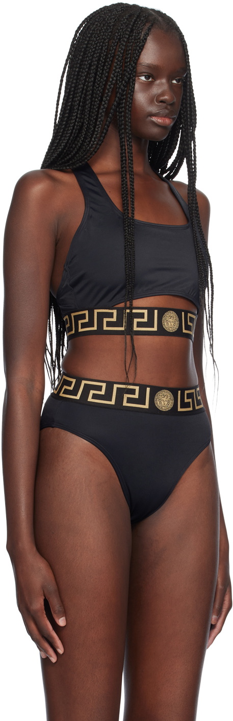 Versace Underwear Black Greca Border Bikini Top Versace
