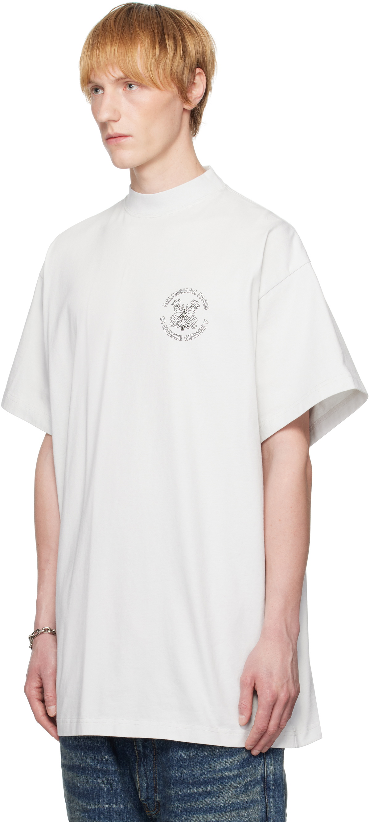 【BALENCIAGA】 Key Crest Vintageオーバーサイズ Tシャツ Balenciaga Gray Oversized Key Crest T-shirt Balenciaga