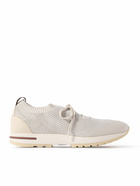 Loro Piana - 360 Flexy Leather-Trimmed Knitted Wish® Wool Sneakers - Gray