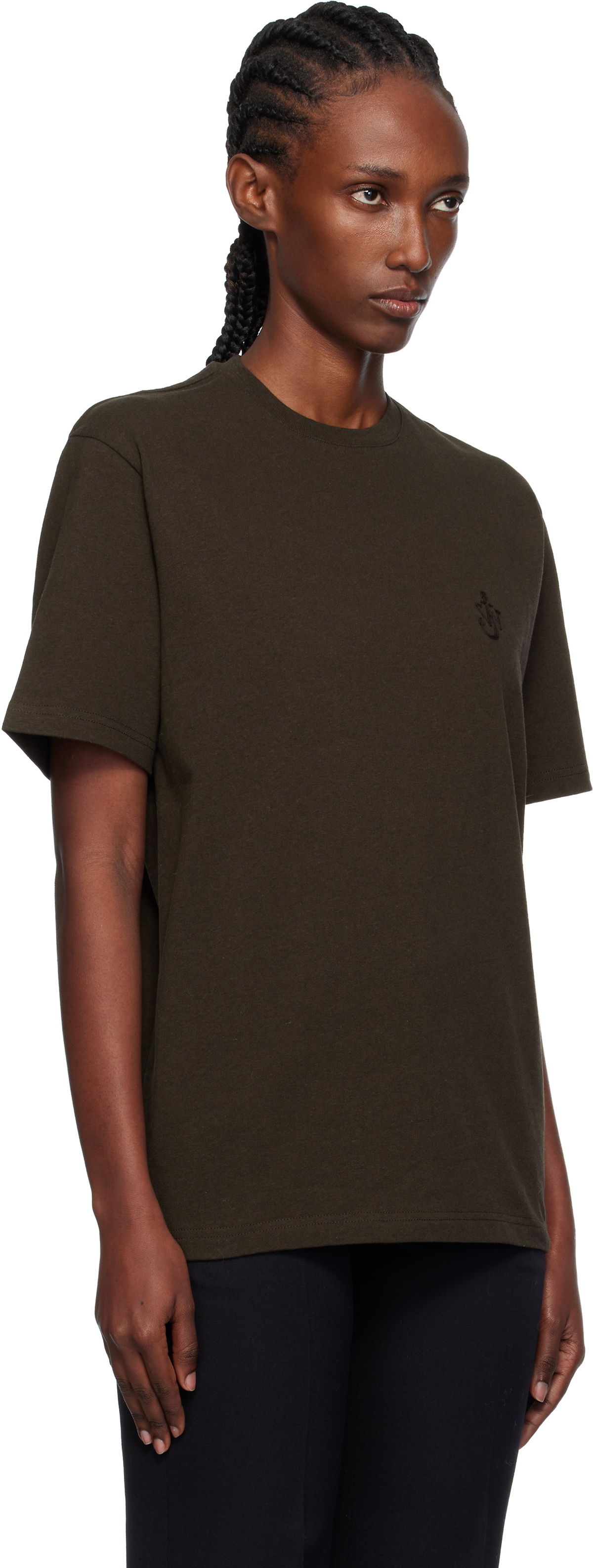 JW Anderson Brown Anchor Embroidery T-shirt