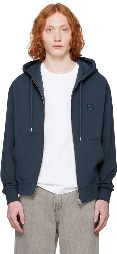 Photo: Maison Kitsuné Navy Bold Fox Head Comfort Zipped Hoodie