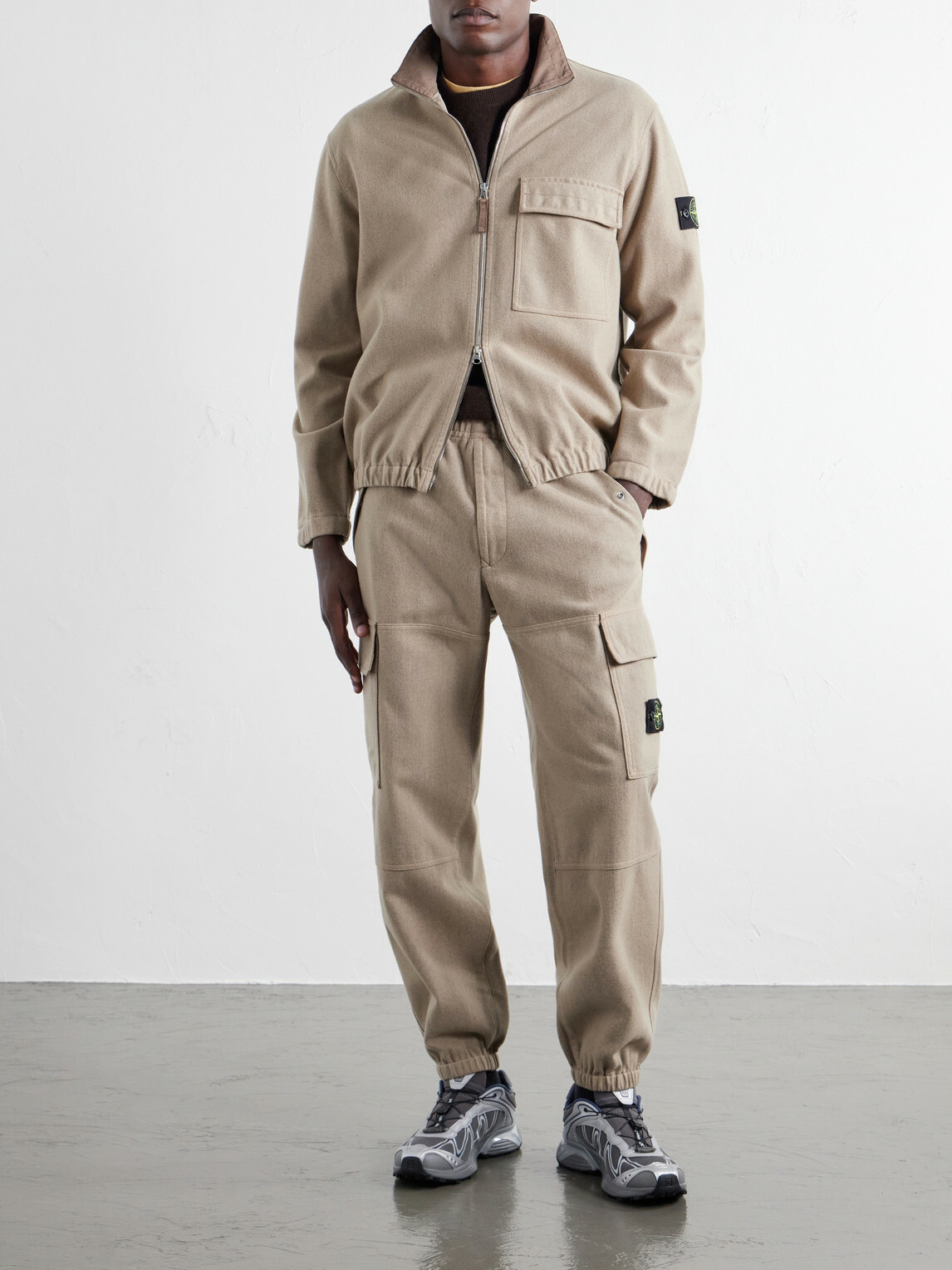 Stone Island - Garment-Dyed Wool Nylon Flannel-TC Overshirt - Brown