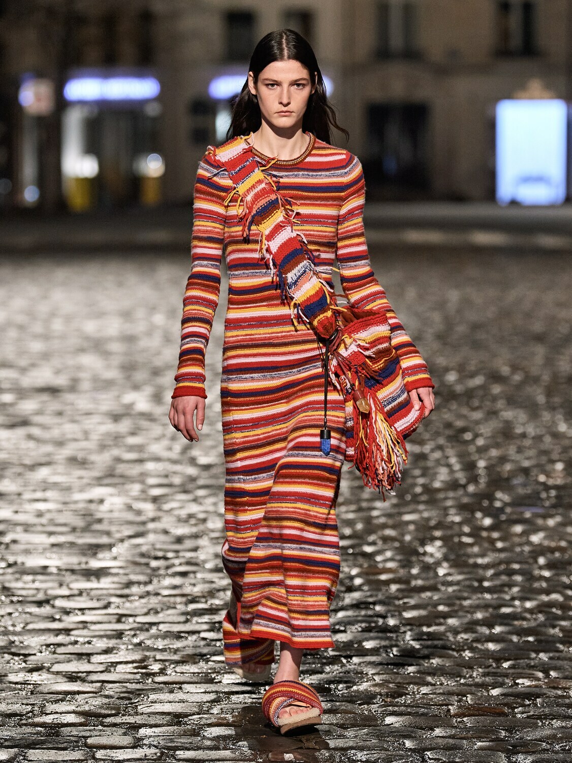 24AW CHLOE 100%cashmere ボウタイ付き 長袖セーター Chloe - Striped cashmere and wool-blend dress Chloe