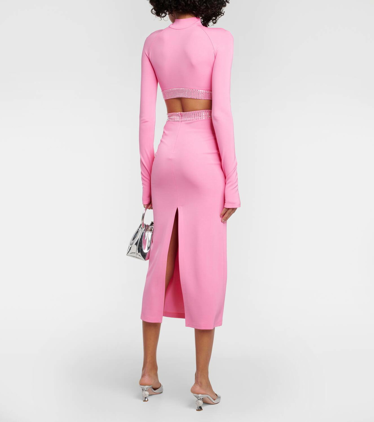 David Koma Crystal-embellished midi skirt