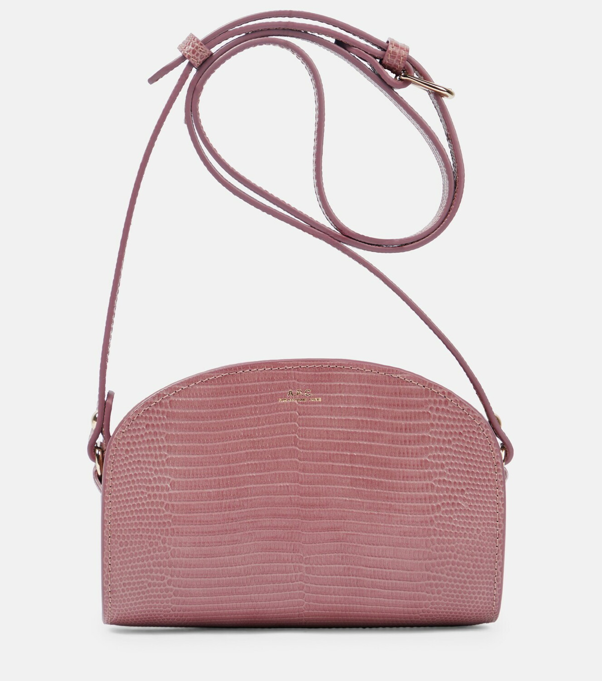 Demi Lune Mini Leather Shoulder Bag in Pink - A P C