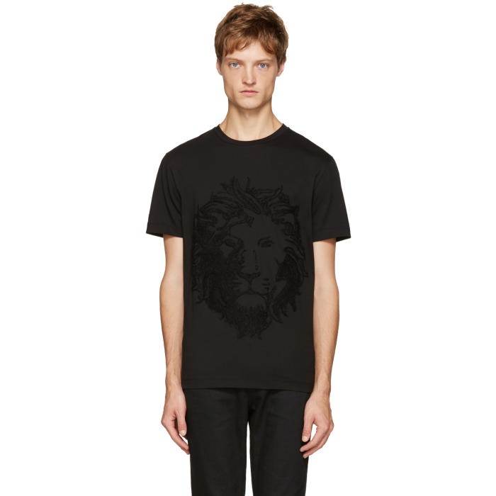 Photo: Versus Black Embroidered Lion T-Shirt