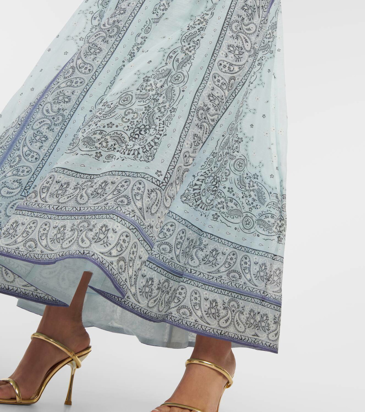 Zimmermann Matchmaker printed linen and silk midi skirt