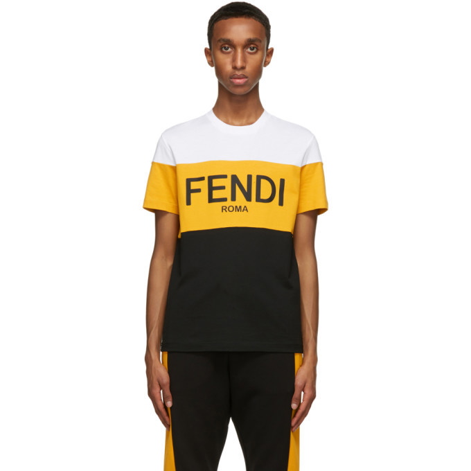 Photo: Fendi White and Yellow Logo T-Shirt