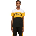 Fendi White and Yellow Logo T-Shirt