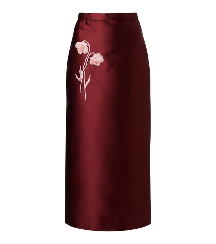 Photo: Erdem Floral-appliqué satin slip skirt