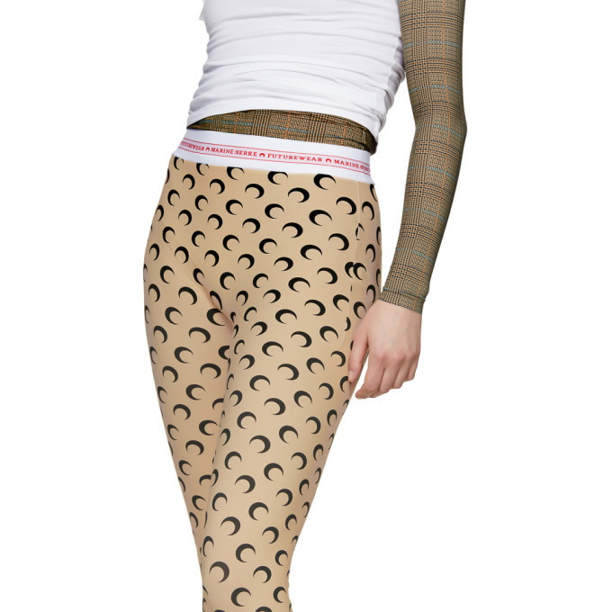 Marine Serre: Beige & Brown Moon Diamant Leggings