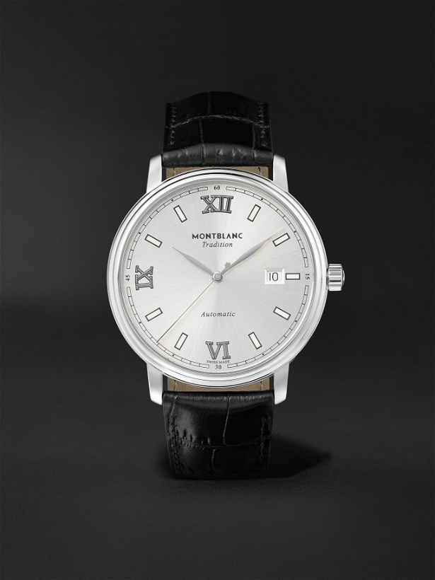 Photo: Montblanc - Tradition Automatic Date 40mm Stainless Steel and Alligator Watch, Ref. No. 127769