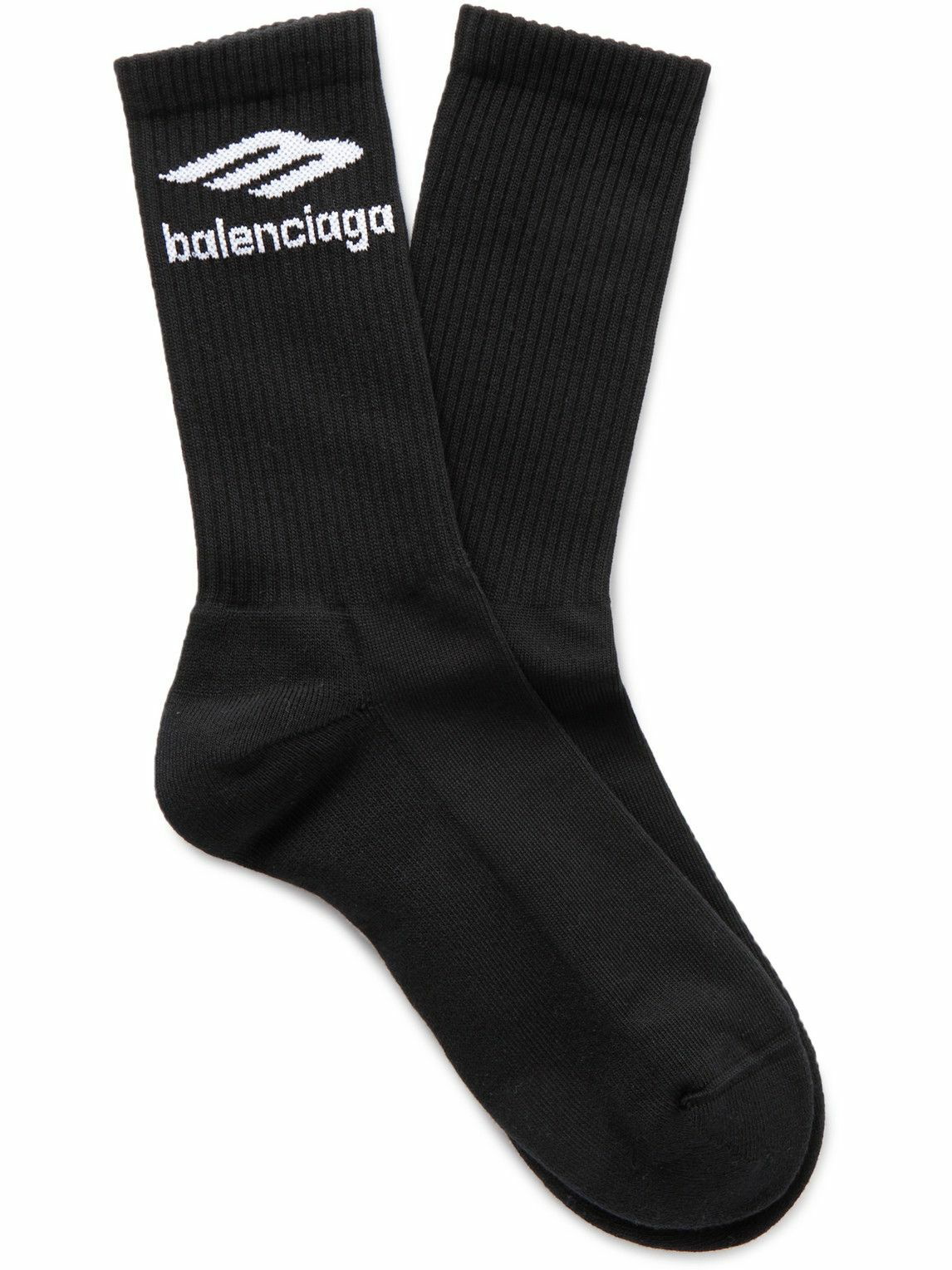 Balenciaga - Logo-Jacquard Cotton-Blend Socks - Black Balenciaga