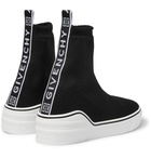 Givenchy - George V Logo-Jacquard Stretch-Knit High-Top Slip-On Sneakers - Men - Black