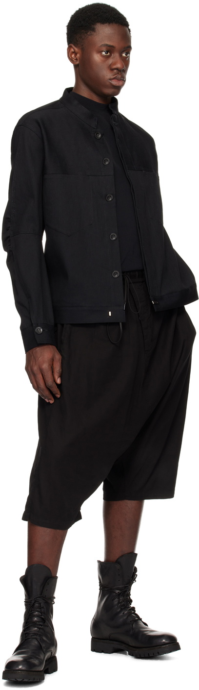 The Viridi-anne Black Band Collar Denim Jacket
