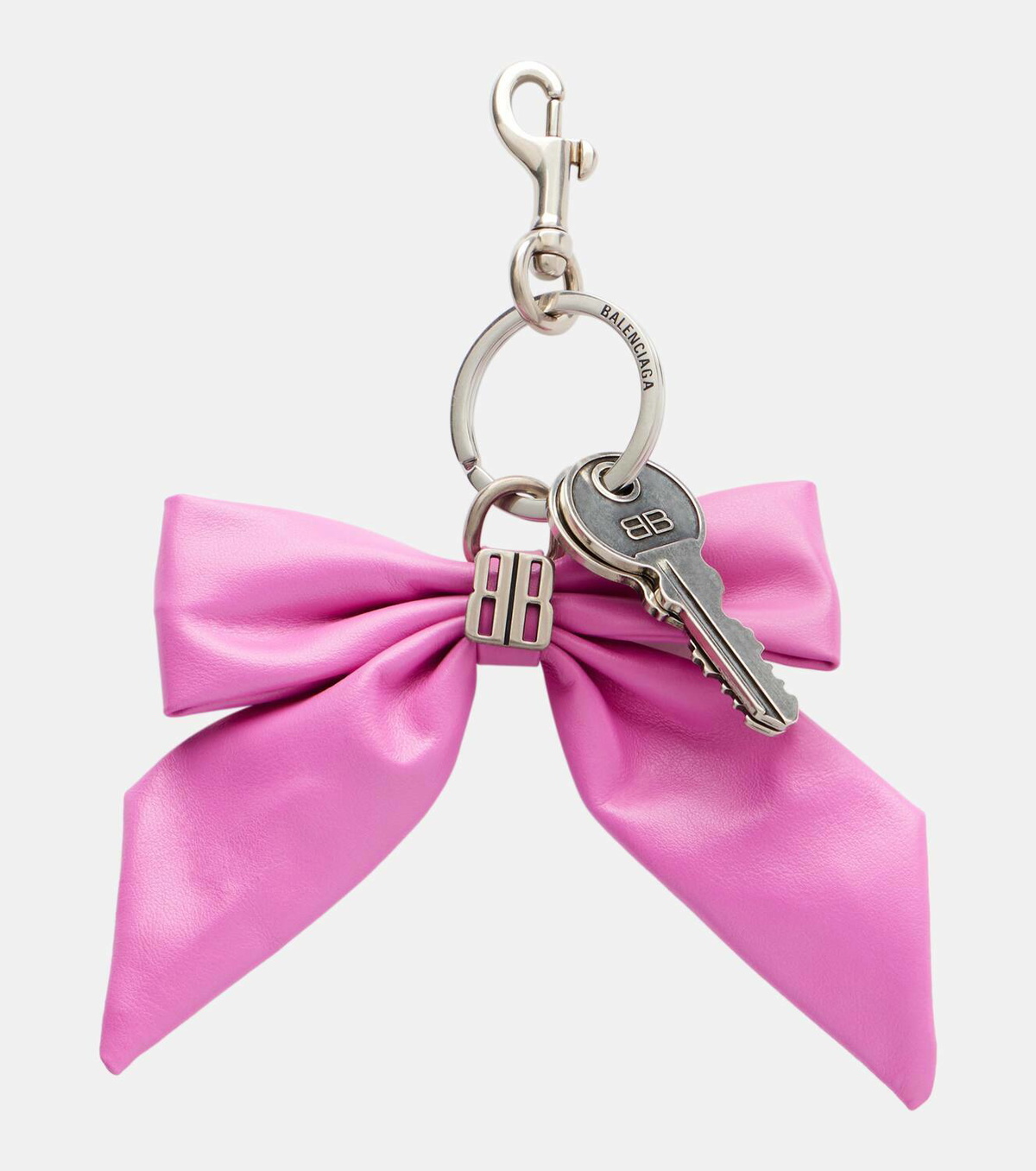 Balenciaga BB bow-detail leather keychain