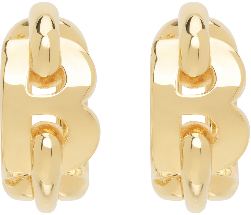 Balenciaga Gold B Chain Hoop Earrings Balenciaga