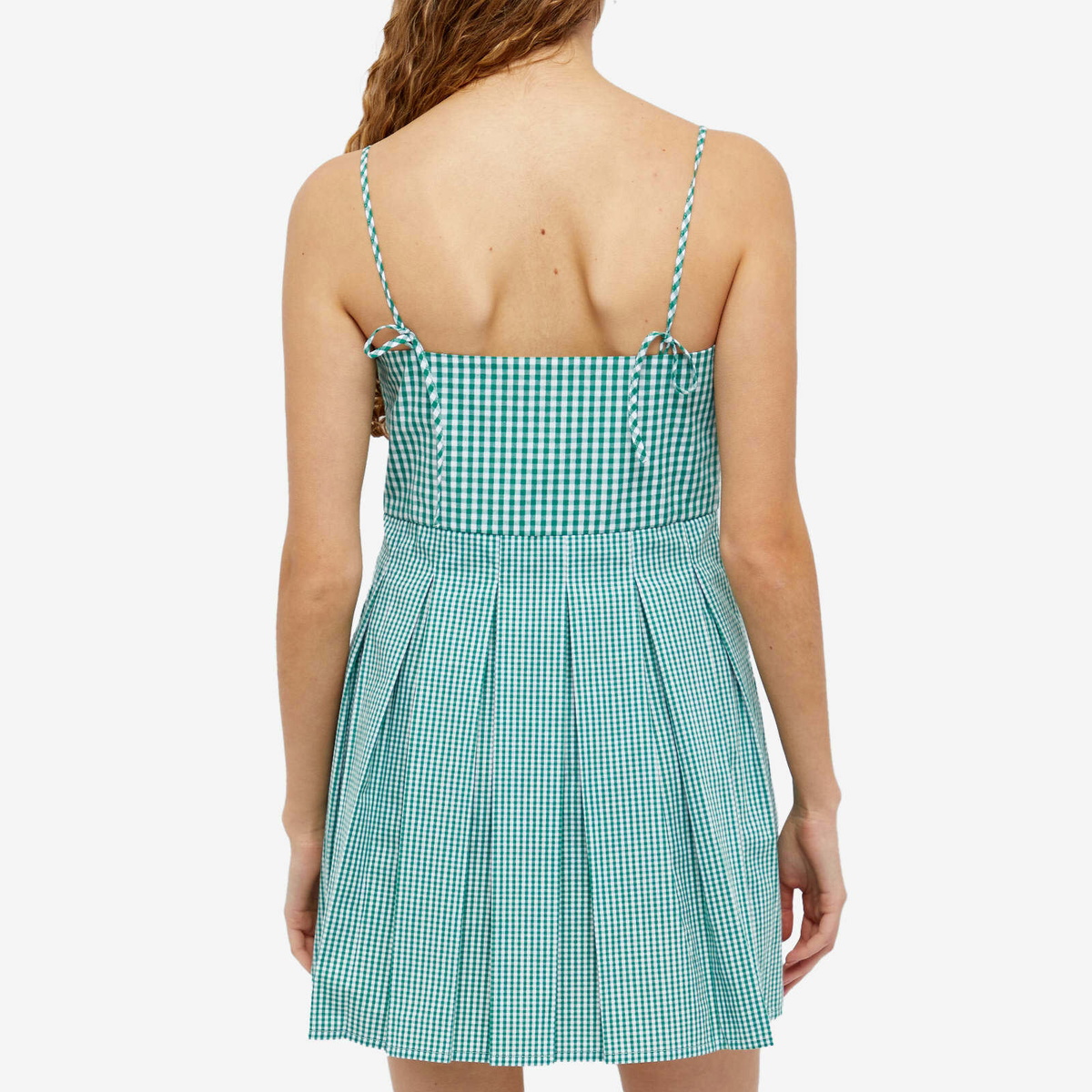 Shrimps Women's Gingham Mini Dress in Green/White Shrimps