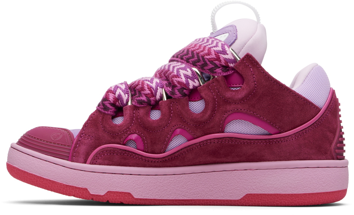 Lanvin Burgundy & Purple Leather Curb Sneakers