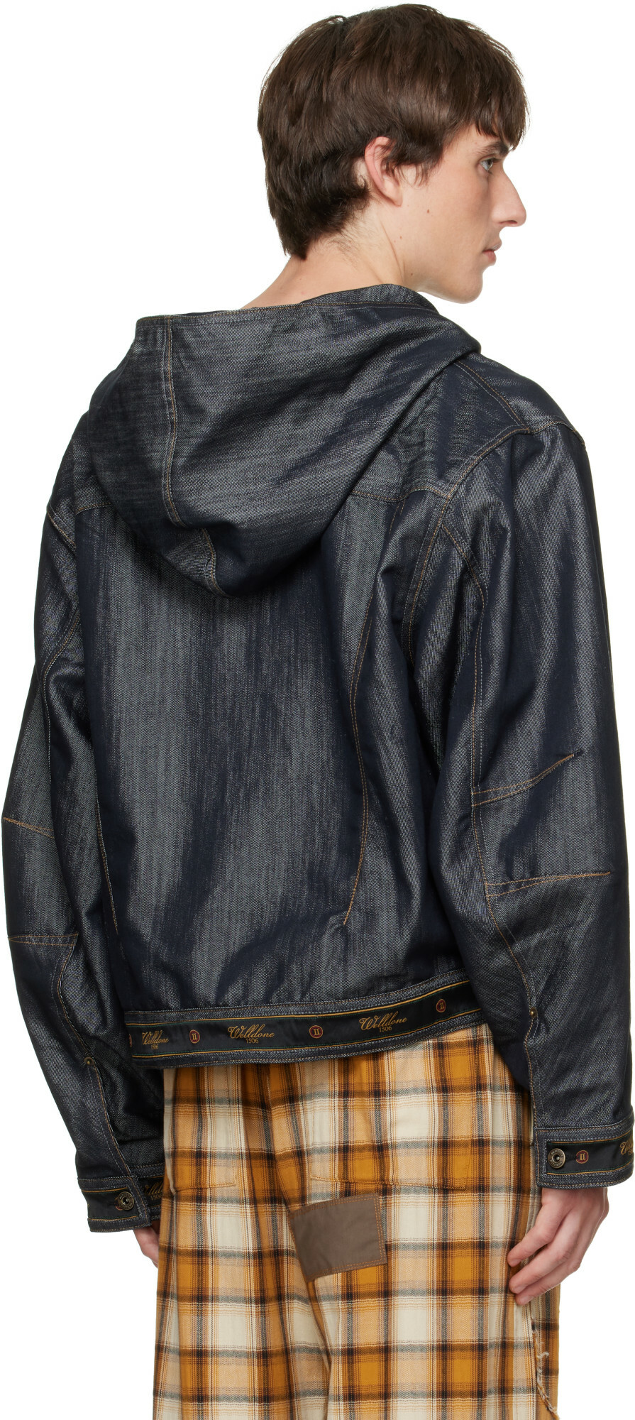 We11done Navy Old School Denim Jacket