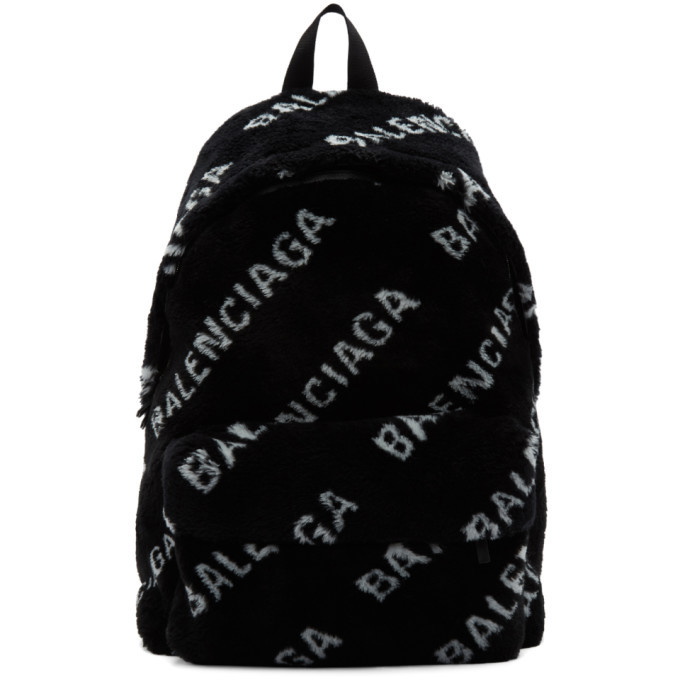 Photo: Balenciaga Black Faux-Fur Diagonal Everyday Backpack