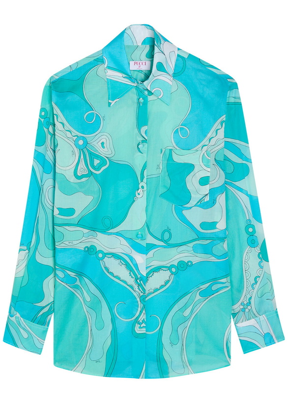 Photo: Pucci Printed Cotton Shirt Turquoise