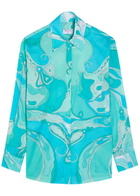 Pucci Printed Cotton Shirt Turquoise