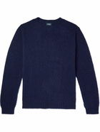 Drake's - Brushed Shetland Wool Sweater - Blue