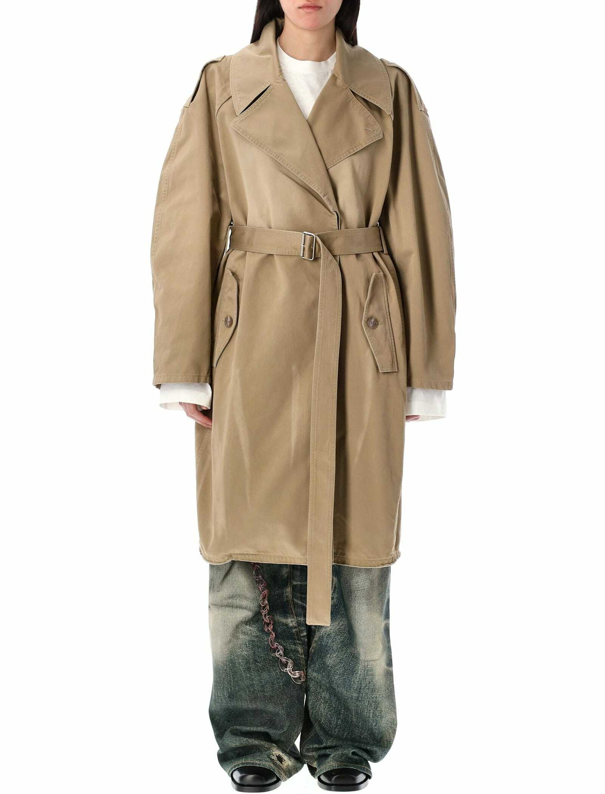 Acne Studios Black Vintage Faux-Leather Trench Coat Acne Studios