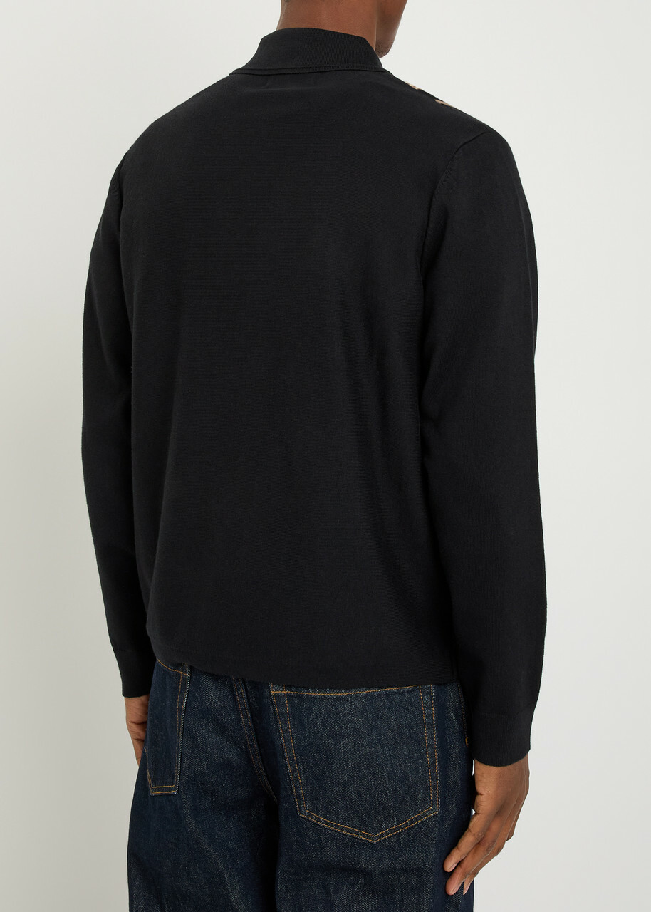 Wax London Lennox Striped Cotton and Cashmere-blend Jumper Black