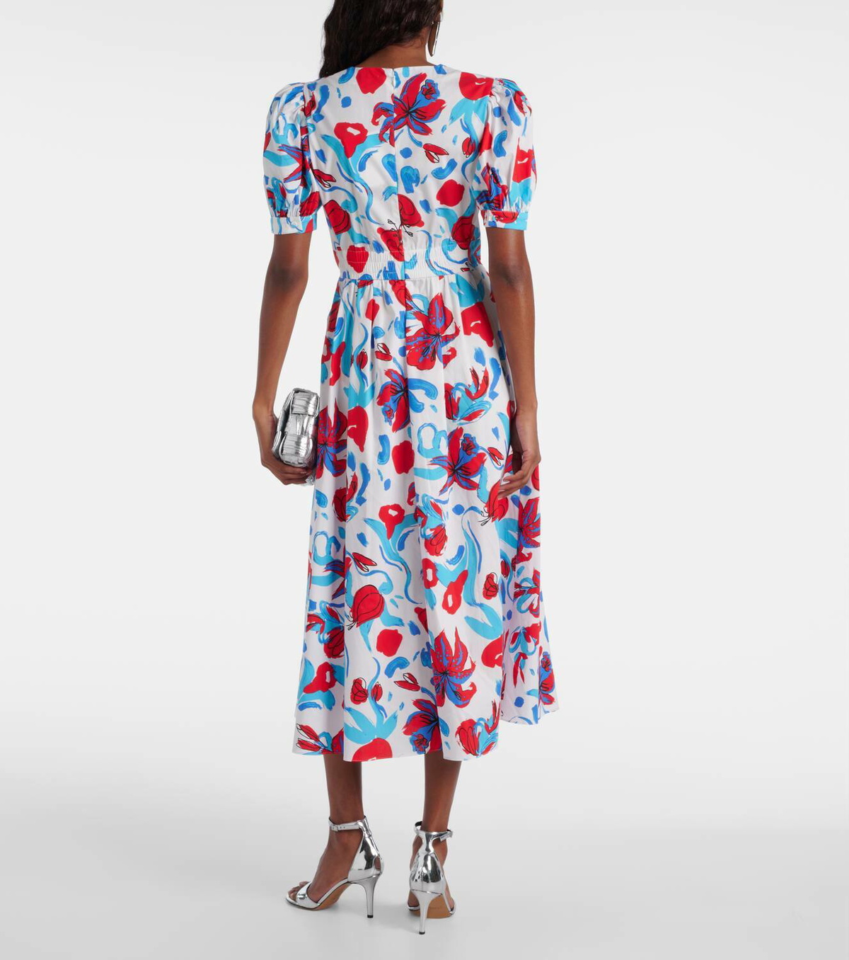 DVF ワンピース Heather floral cotton-blend midi dress952494 Diane von Furstenberg Heather floral cotton-blend midi dress