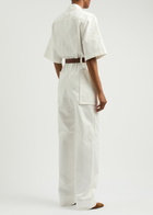 Saint Laurent Women's White Belted Cotton Jumpsuit Size 38 (UK10 / S), Cotton-Twill One-Piece