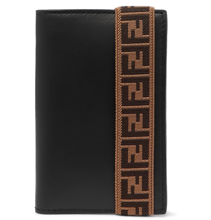 Photo: Fendi - Logo-Jacquard Stretch Webbing-Trimmed Leather Billfold Wallet - Black