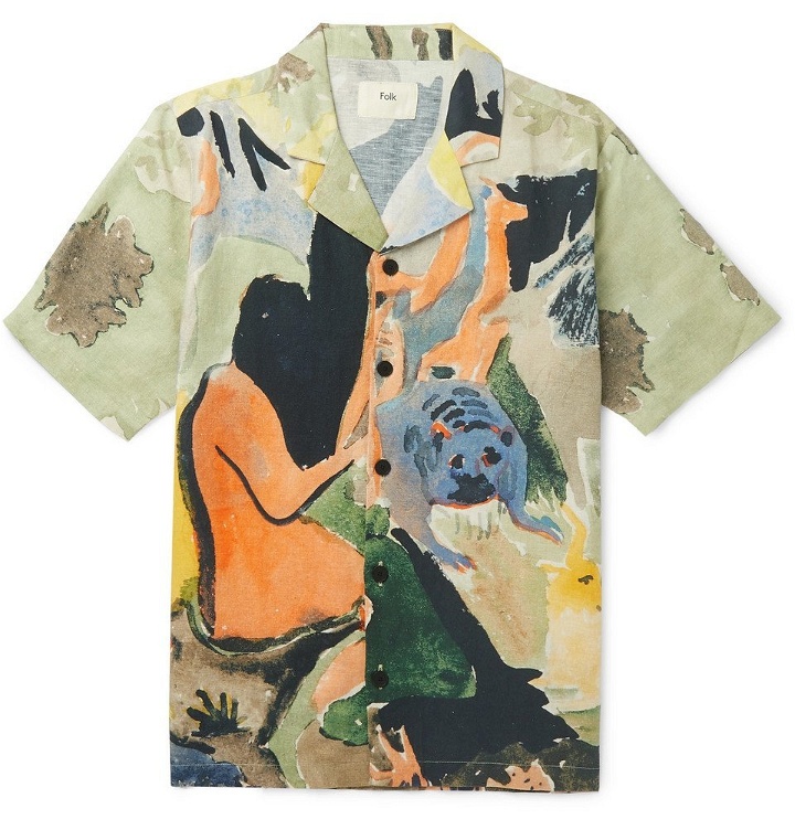Photo: Folk - Goss Brothers Camp-Collar Printed Linen and Cotton-Blend Shirt - Multi
