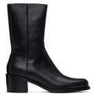 Dries Van Noten Black Leather Zip-Up Boots