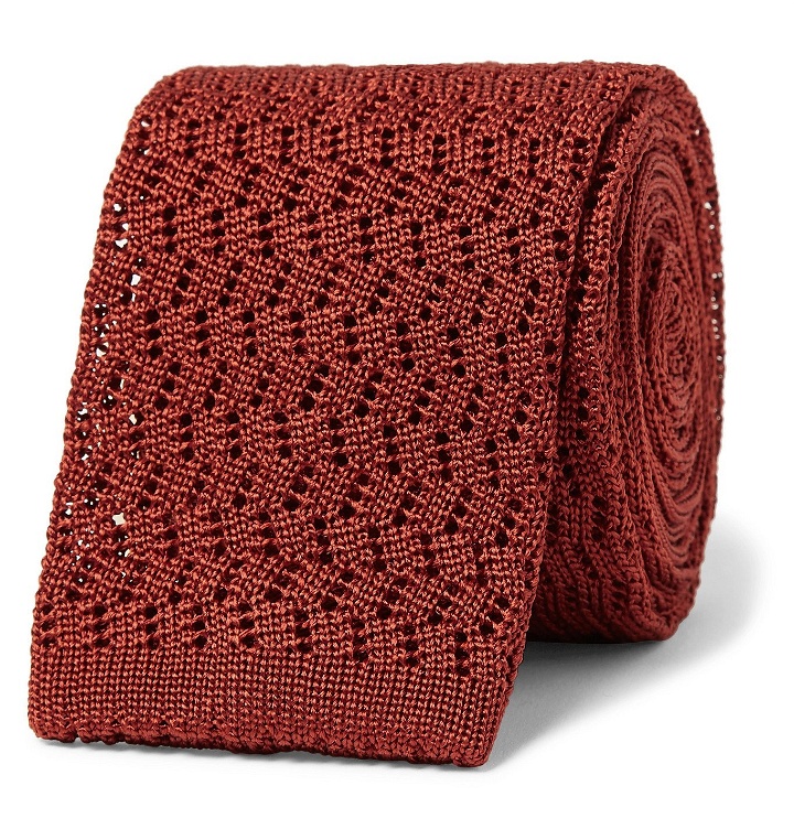 Photo: Rubinacci - 6cm Knitted Silk Tie - Red