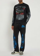 God Made Printed Straight-leg Cotton Sweatpants Black