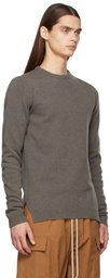 Rick Owens Grey Cashmere Biker Crewneck Sweater