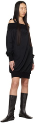 Yohji Yamamoto Black Off-The-Shoulder Minidress